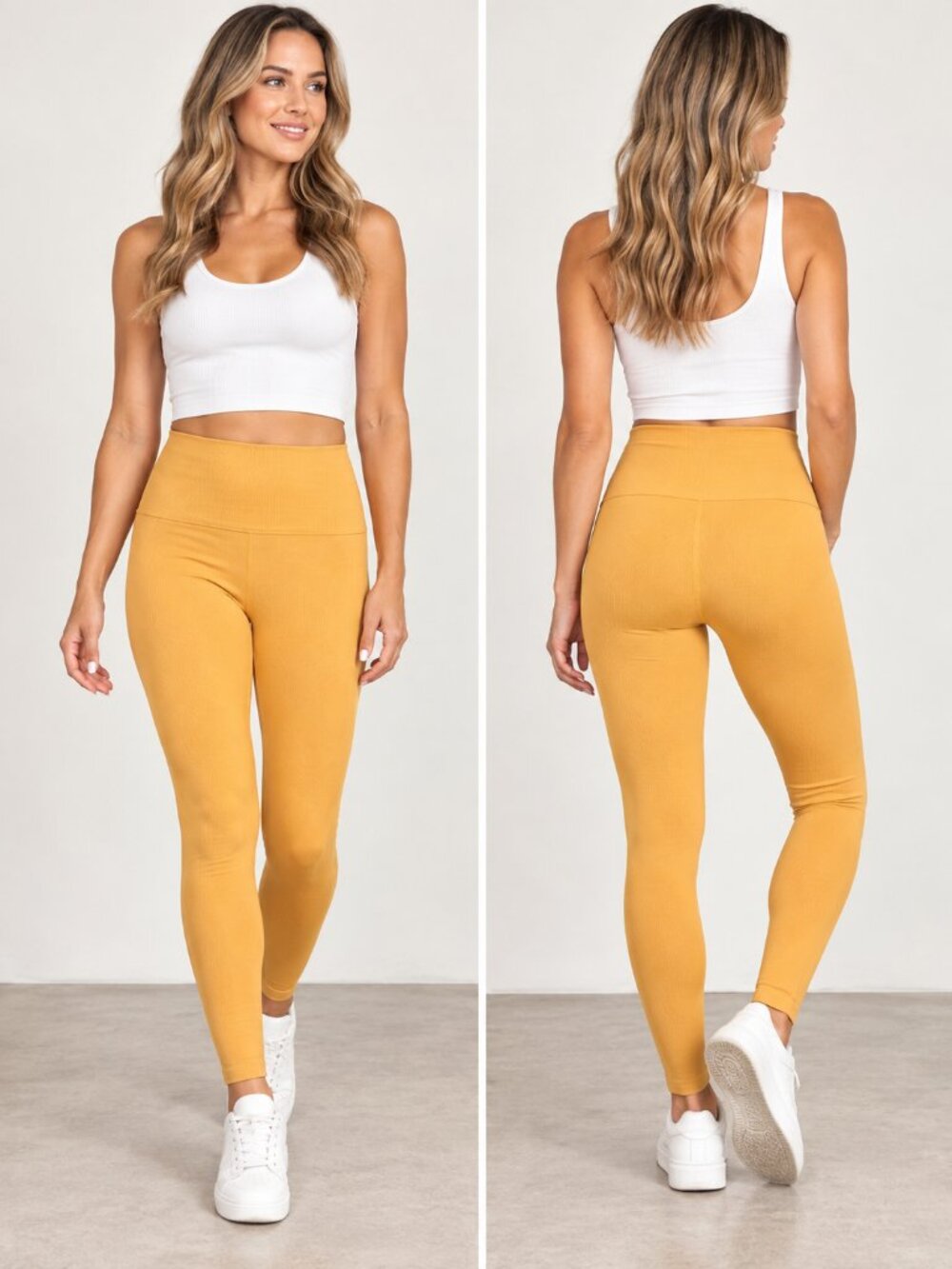 Spiritual Gangster Mustard Ribbed High Rise Leggings Size M/L